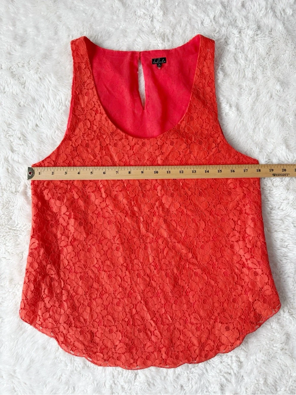 Talula Aritzia Vermillion Lace Sleeveless Blouse MEDIUM Romantic Boho Preppy Y2K - Picture 4 of 5